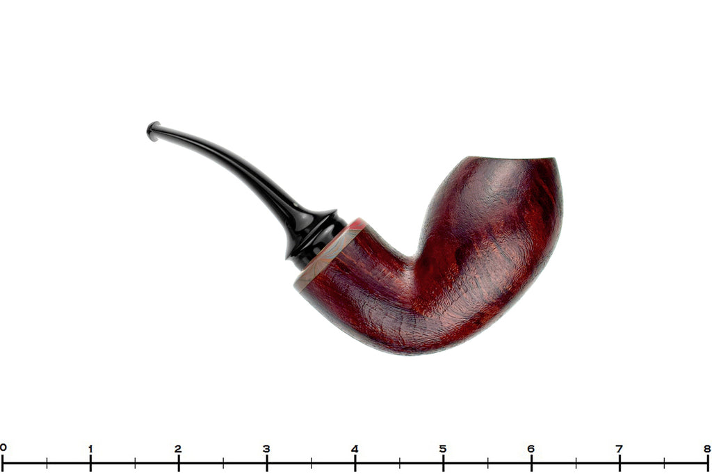 Blue Room Briars is proud to present this Chris Morgan Pipe Bent Satin Blast Reverse Calabash with Brindle