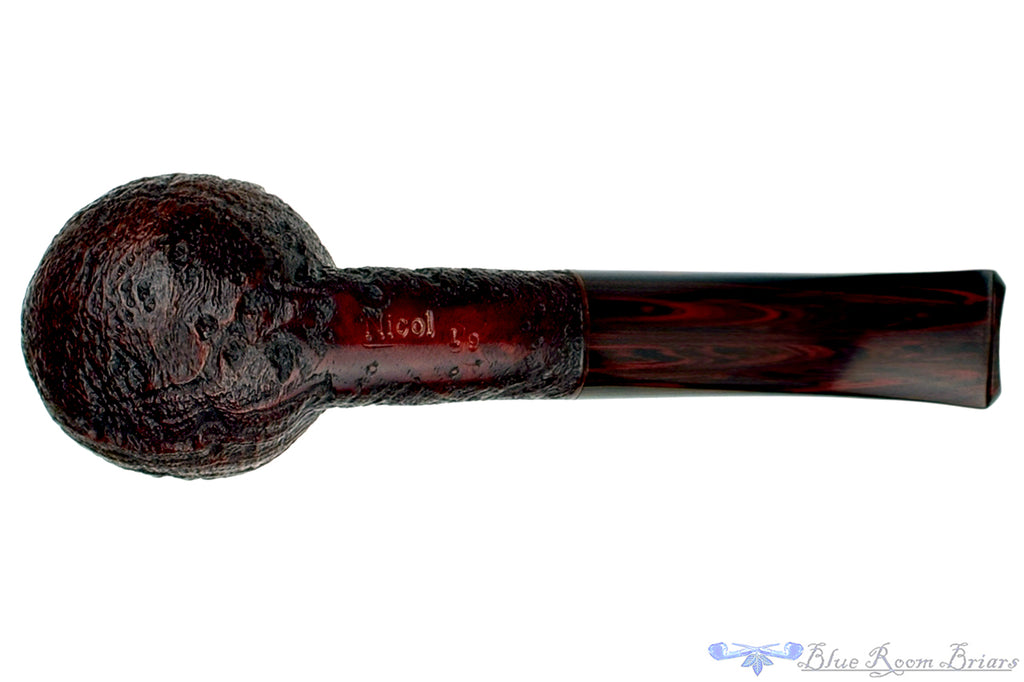 Blue Room Briars is Proud to Present this Ian Nicol Pipe Sandblast Strawberry Wood Author with Brindle