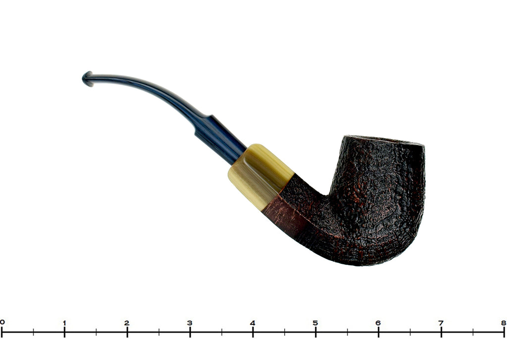 Jesse Jones Pipe Antique Blast 1/2 Bent Diamond Shank Billiard with Blue Brindle and Military Mount