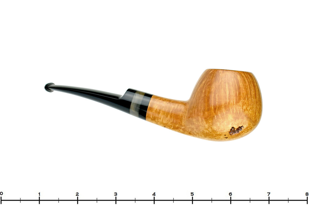 Blue Room Briars is proud to present this Charl Goussard Pipe Half Saddle Apple with Kudu Horn
