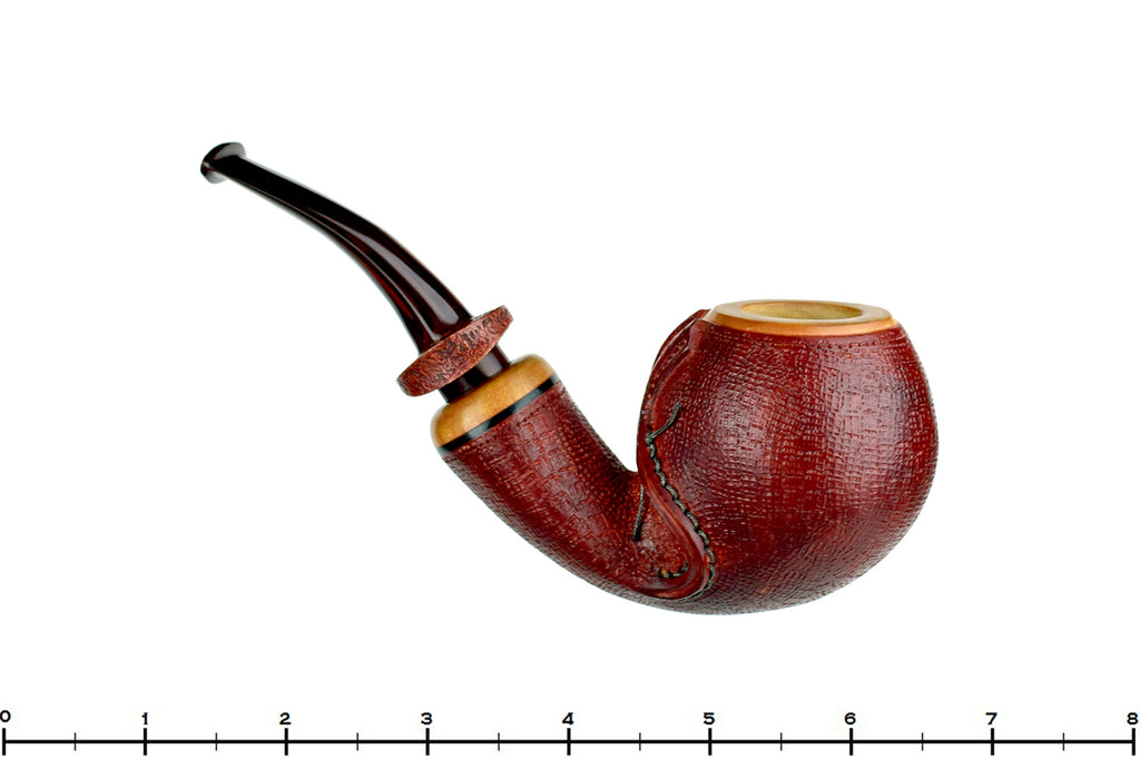 Blue Room Briars is proud to present this Dragomir Aleksic Pipe Carved Olivewood Apple with Brindle
