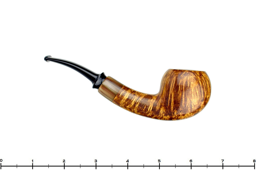 Blue Room Briars is proud to present this Jerry Crawford Pipe Tiger Striped Danish Apple with Asian Ox Horn