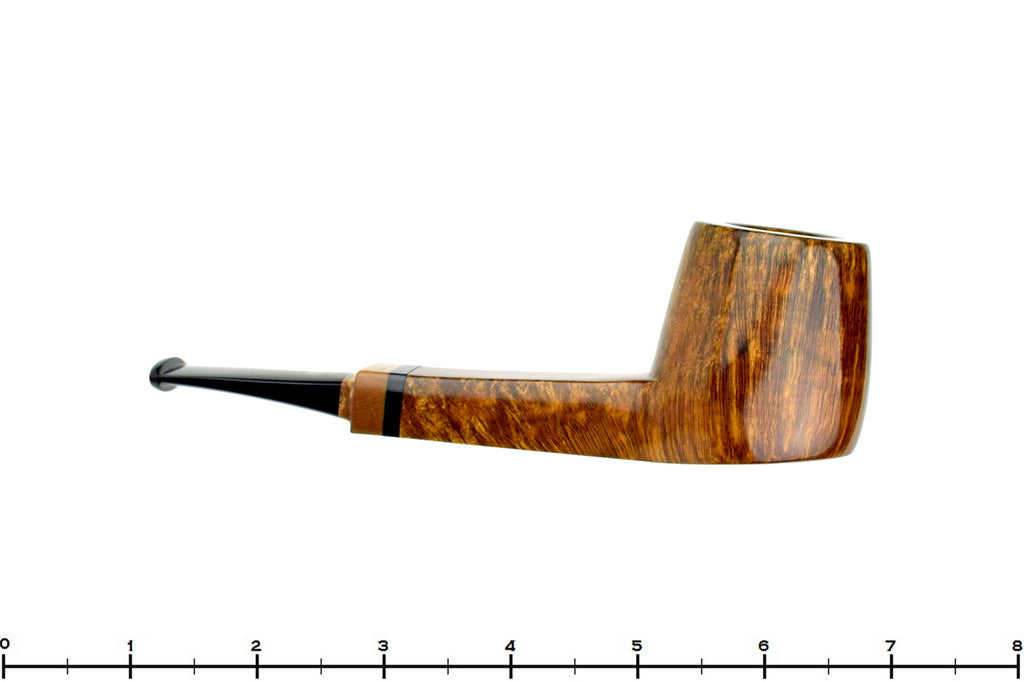 Blue Room Briars is proud to present this Steve Morrisette Pipe Panel Shank Billiard Sitter with Tiger Maple and Mother of Pearl