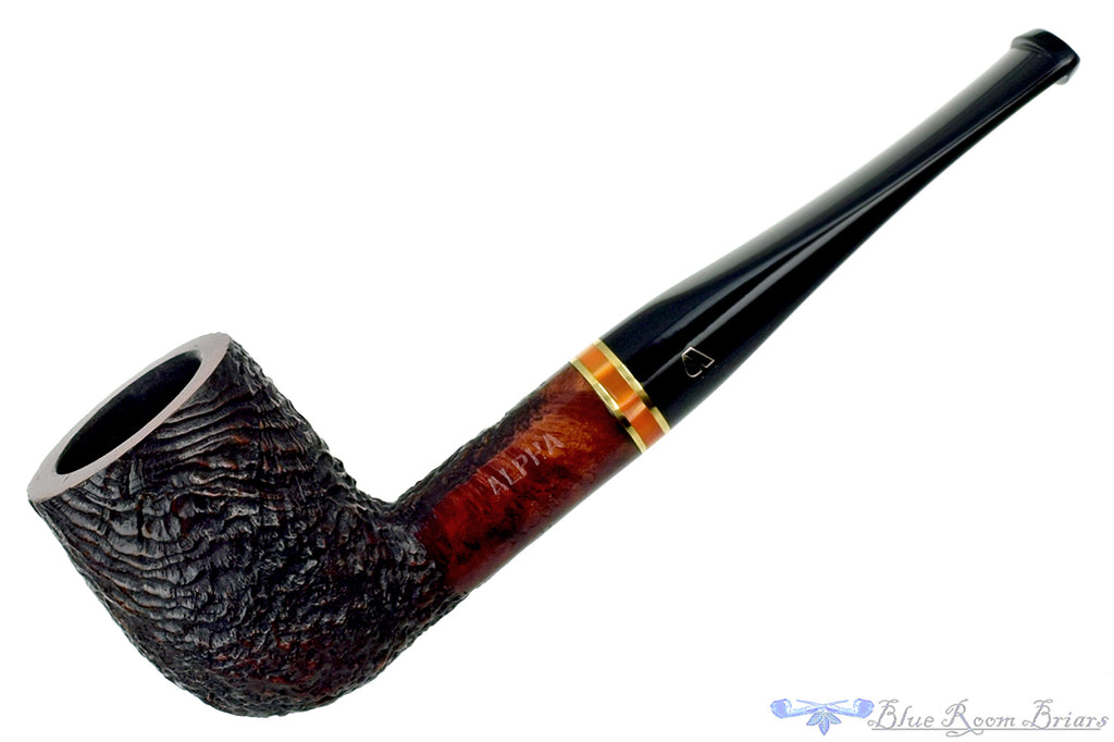 Alpha Nobility Sandblast Billiard (6mm Filter) with Brass and Acrylic Estate Pipe