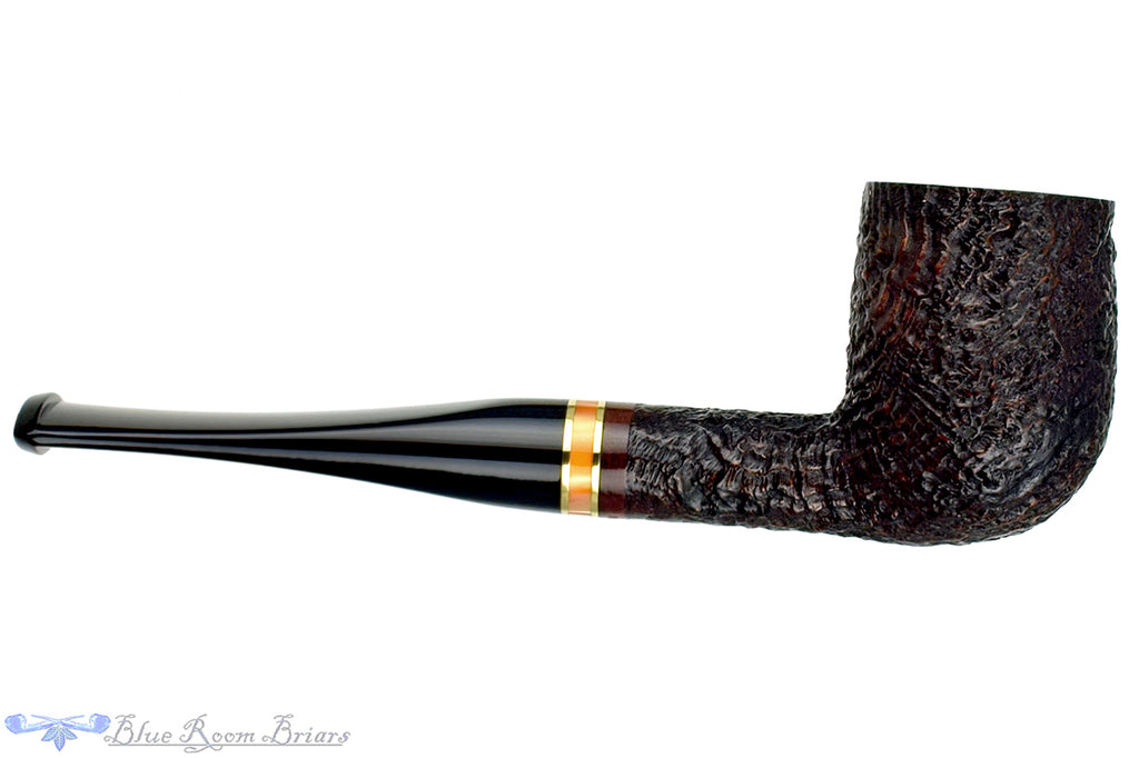 Blue Room Briars is proud to present this Alpha Nobility Sandblast Billiard (6mm Filter) with Brass and Acrylic Insert Estate Pipe