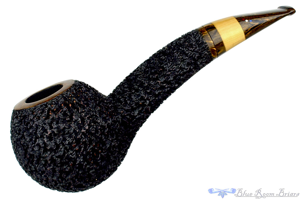 Dr. Bob Pipe Carved Large Hawkbill with Box Elder Insert and Brindle