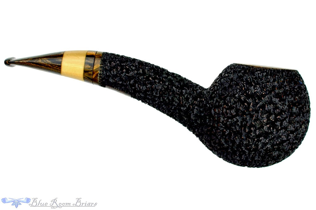 Blue Room Briars is proud to present this Dr. Bob Pipe Carved Large Hawkbill with Box Elder Insert and Brindle