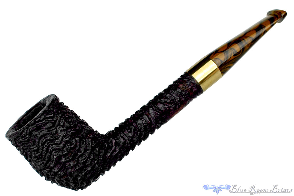 Andrea Gigliucci Pipe Rough Carved Liverpool with Brass Band and Brown Brindle Stem