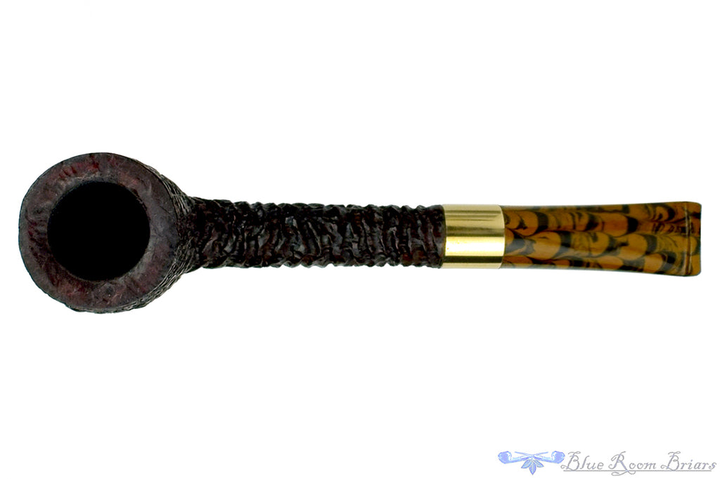 Blue Room Briars is Proud to Present this Andrea Gigliucci Pipe Rought Carved Liverpool with Brass Band and Brown Brindle Stem