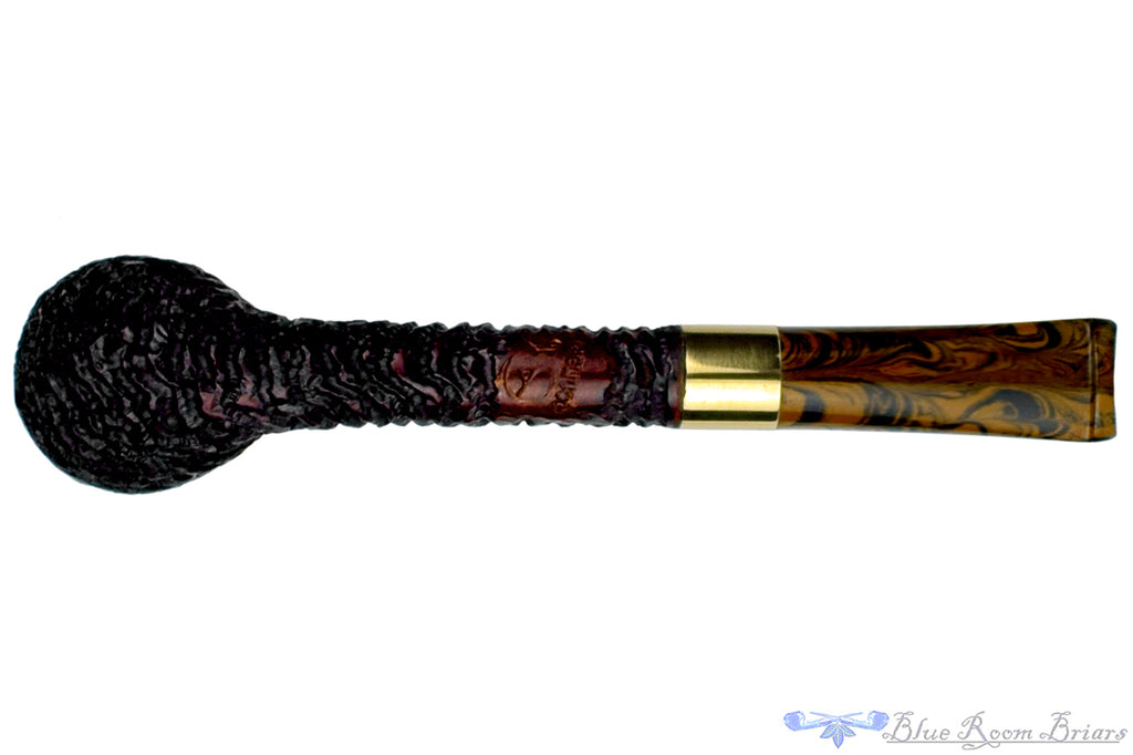 Blue Room Briars is Proud to Present this Andrea Gigliucci Pipe Rought Carved Liverpool with Brass Band and Brown Brindle Stem