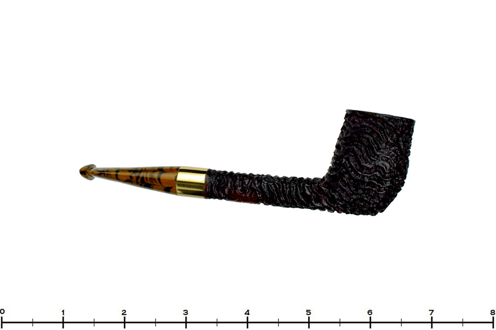 Blue Room Briars is Proud to Present this Andrea Gigliucci Pipe Rought Carved Liverpool with Brass Band and Brown Brindle Stem