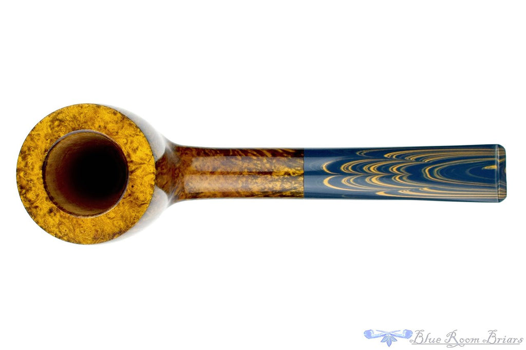 Blue Room Briars is proud to present this Bill Walther Pipe Pot Sitter with Blue Brindle Stem