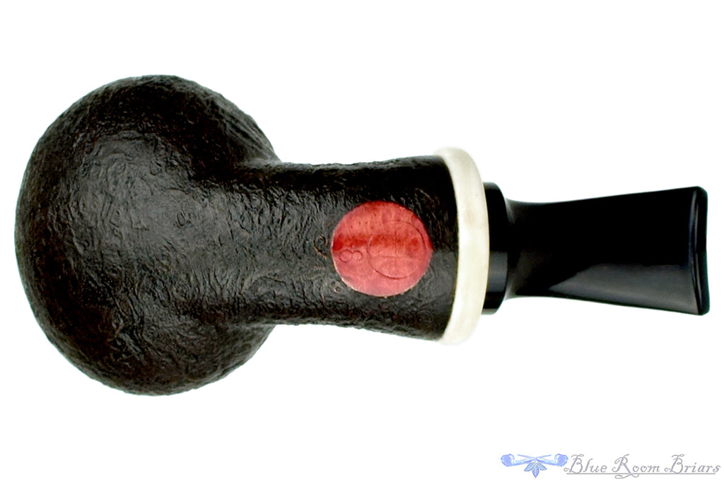 Blue Room Briars is Proud to Present this Dirk Heinemann Pipe 1/2 Bent Sandblast Tomato with Faux Ivory Accent