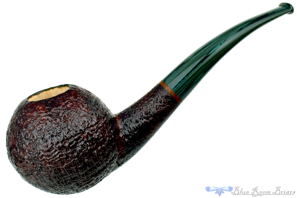 Todd Harris Pipe 1/4 Bent Sandblast Tomato with Jade Brindle