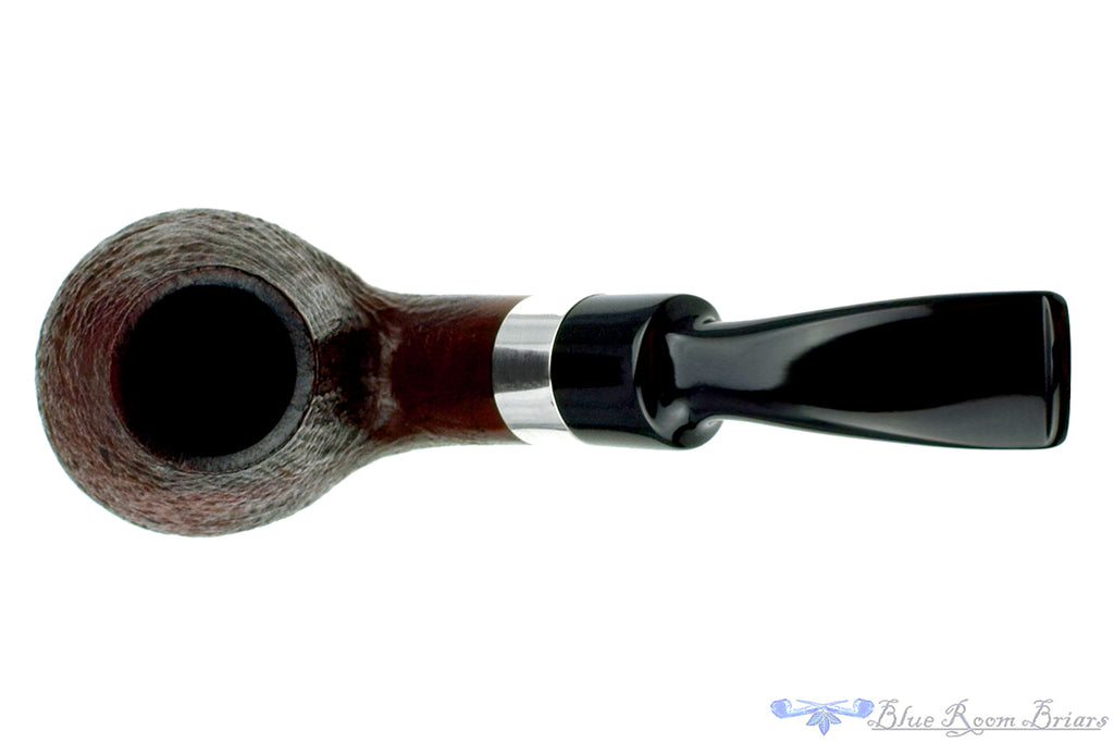 Blue Room Briars is proud to present this Hilson New Horizon 301 3/4 Bent Sandblast Egg (9mm Filter) with Silver Estate Pipe