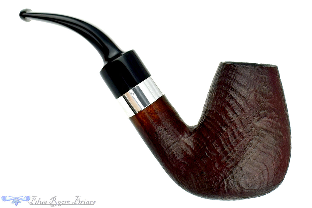 Blue Room Briars is proud to present this Hilson New Horizon 301 3/4 Bent Sandblast Egg (9mm Filter) with Silver Estate Pipe