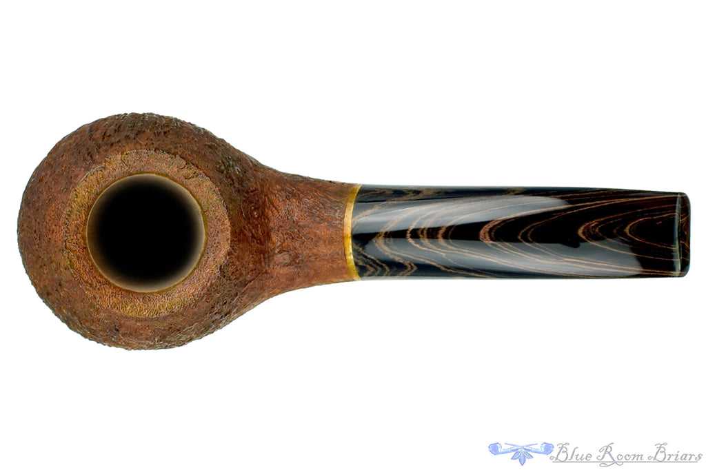 Blue Room Briars is proud to present this Ron Powell Pipe Sandblast Author with Bronze Brindle Stem