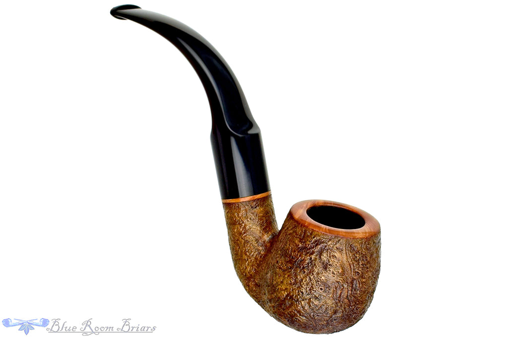 Blue Room Briars is proud to present this Jerry Crawford Pipe 3/4 Bent Sandblast Saddle Apple