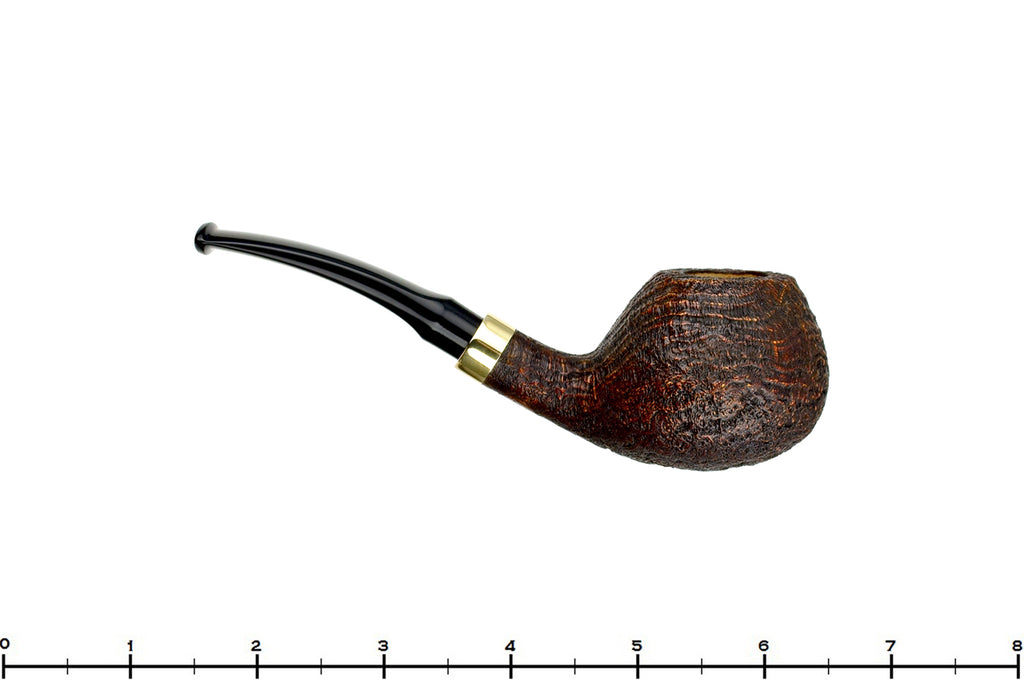Blue Room Briars is proud to present this Doug Finlay Pipe 1/4 Bent Sandblast Tomato with Brass and Military Mount