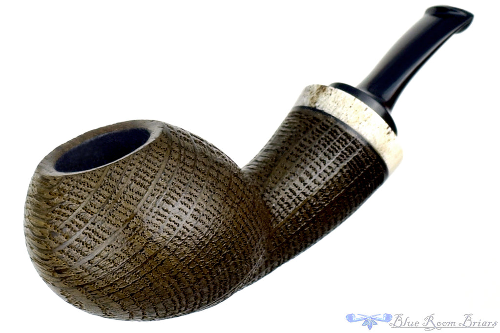 Blue Room Briars is proud to present this Dirk Heinemann Pipe Bent Sandblast Morta Egg with Antler