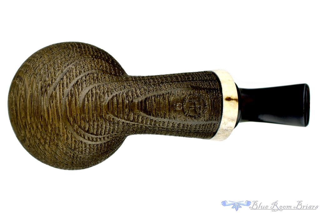 Blue Room Briars is proud to present this Dirk Heinemann Pipe Bent Sandblast Morta Egg with Antler