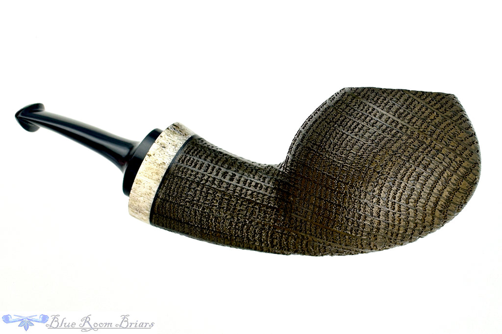 Blue Room Briars is proud to present this Dirk Heinemann Pipe Bent Sandblast Morta Egg with Antler