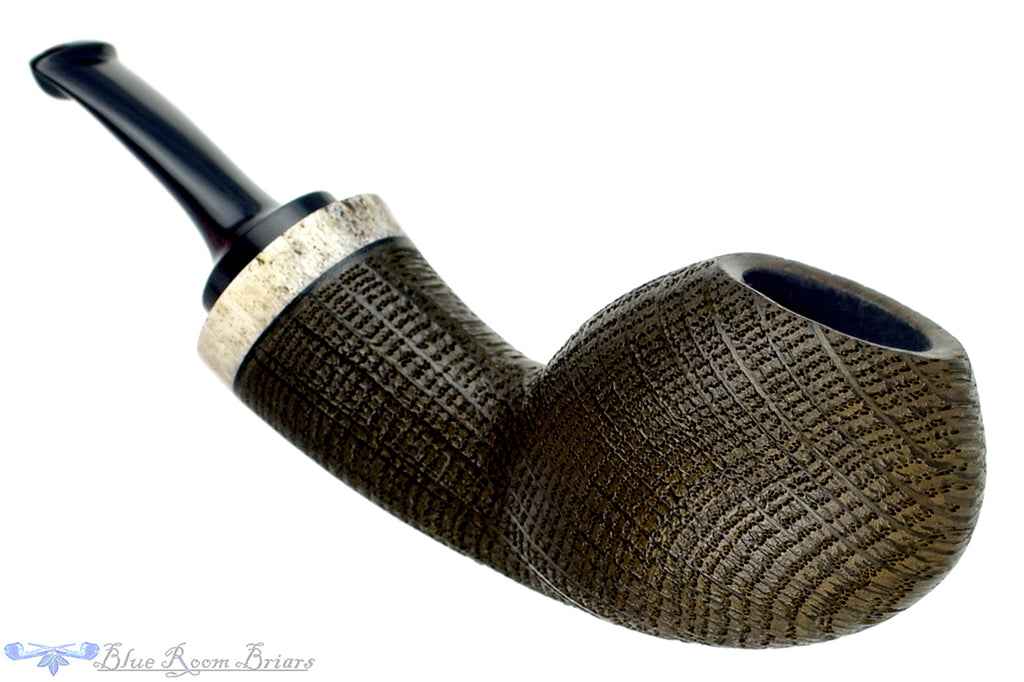 Blue Room Briars is proud to present this Dirk Heinemann Pipe Bent Sandblast Morta Egg with Antler