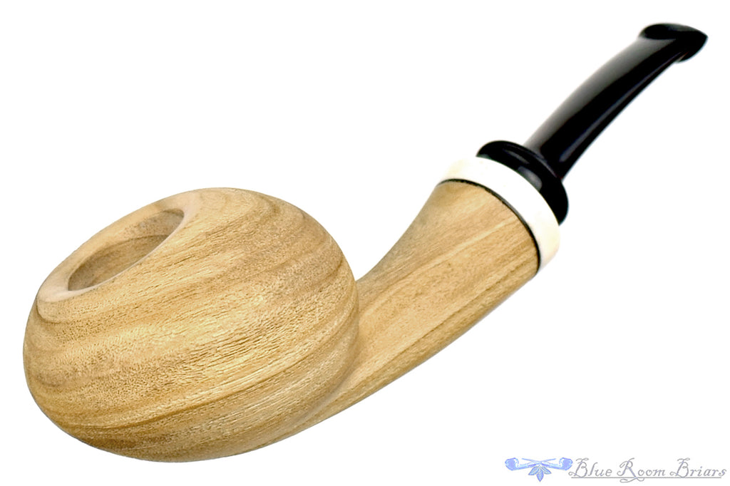 Blue Room Briars is proud to present this Dirk Heinemann Pipe Sandblast Olive Wood Tomato with Ivorite