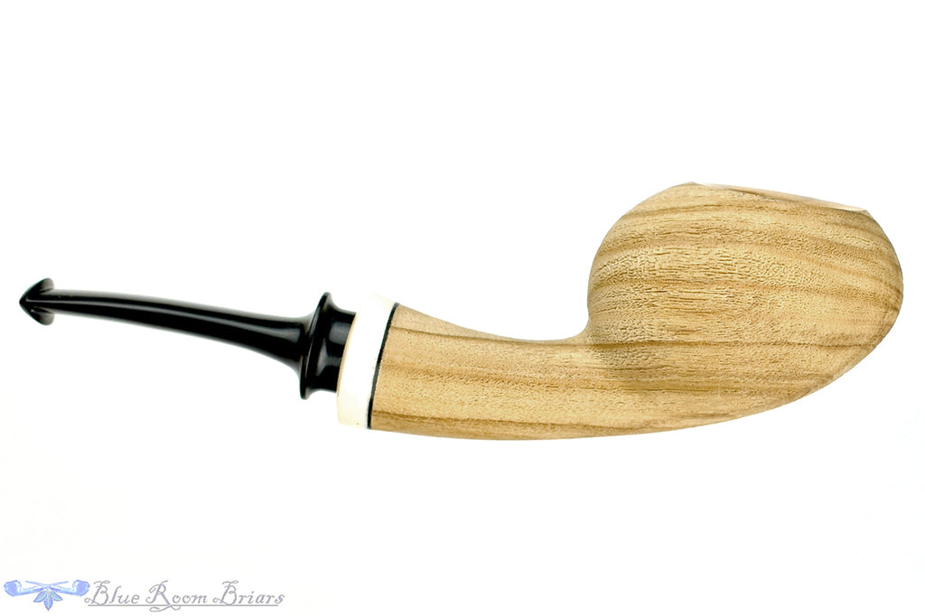 Blue Room Briars is proud to present this Dirk Heinemann Pipe Sandblast Olive Wood Tomato with Ivorite