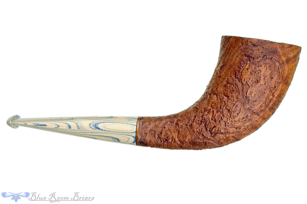Blue Room Briars is proud to present this Bill Walther Pipe Tan Blast Horn with Delft Brindle