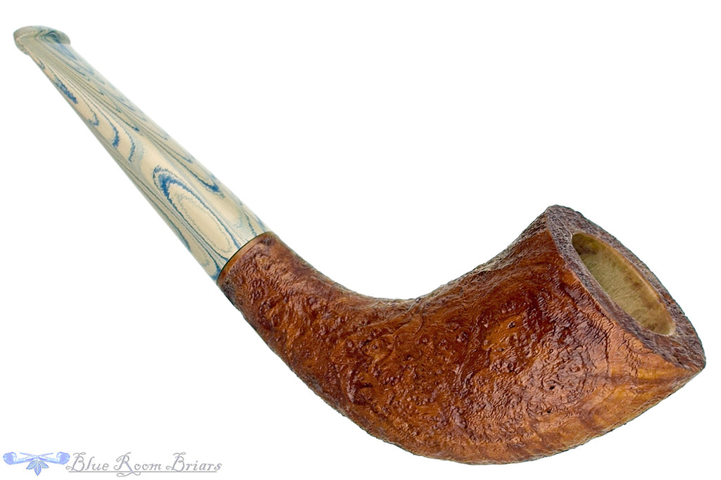 Blue Room Briars is proud to present this Bill Walther Pipe Tan Blast Horn with Delft Brindle