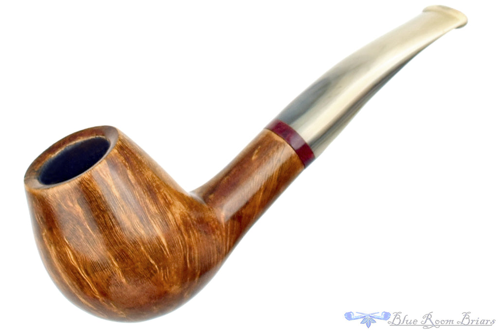 Blue Room Briars is proud to present this Ron Smith Pipe "Claude" Bent Egg (9mm Filter) with Acrylic and Faux Horn