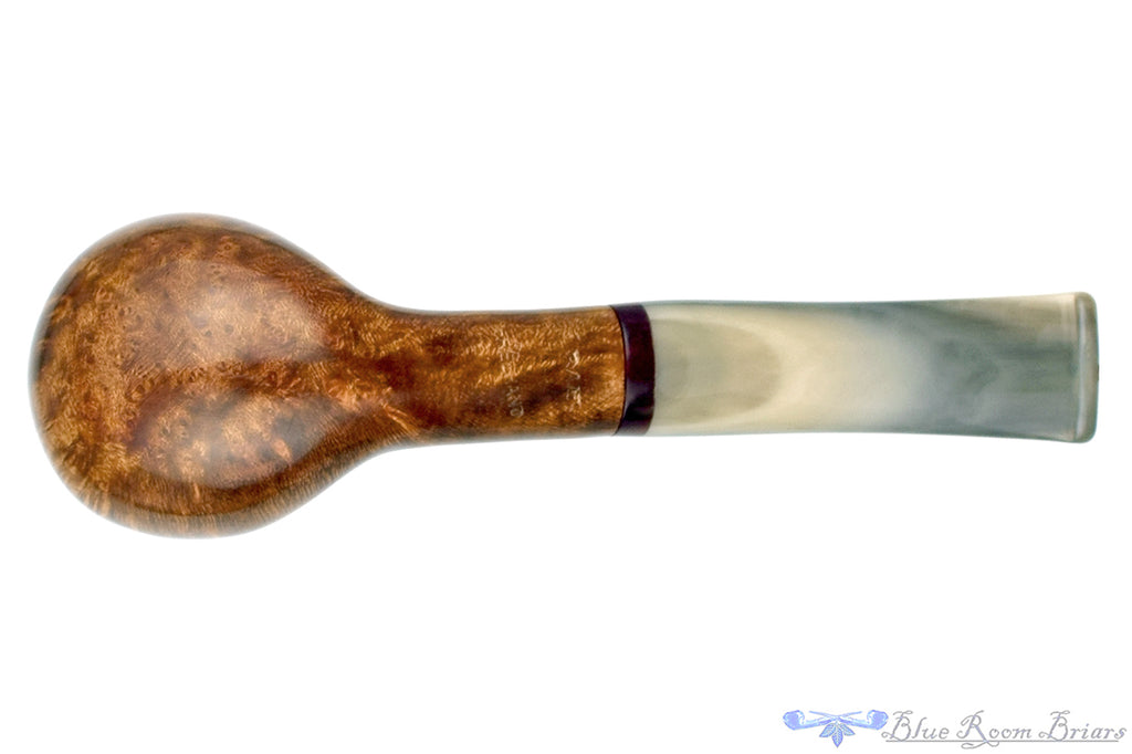 Blue Room Briars is proud to present this Ron Smith Pipe "Claude" Bent Egg (9mm Filter) with Acrylic and Faux Horn