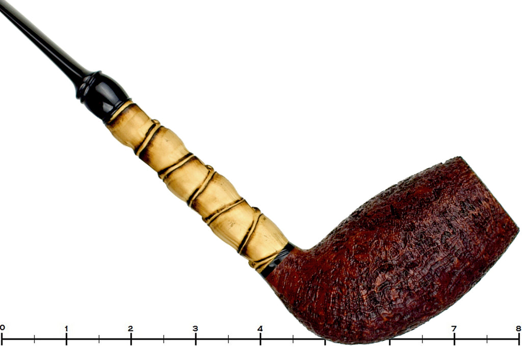 Blue Room Briars is proud to present this Doug Finlay Pipe Sandblast Large Egg with Buddha Bamboo