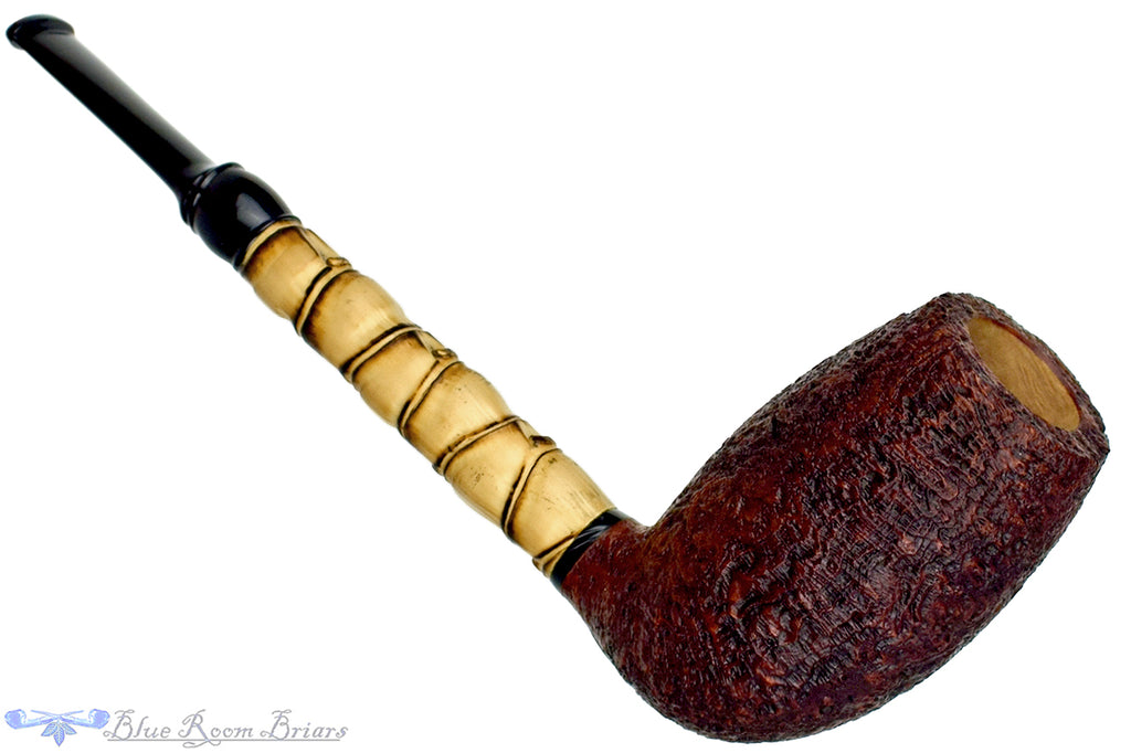 Blue Room Briars is proud to present this Doug Finlay Pipe Sandblast Large Egg with Buddha Bamboo