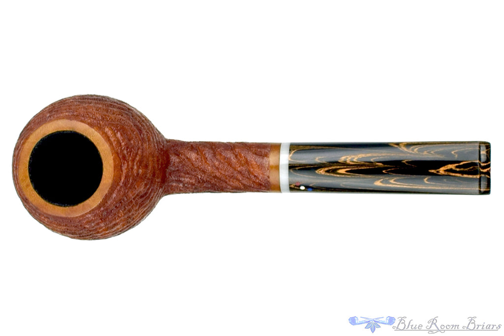 Blue Room Briars is proud to present this Dr. Bob Pipe (P) Carved Blast Apple with Acrylic and Brindle