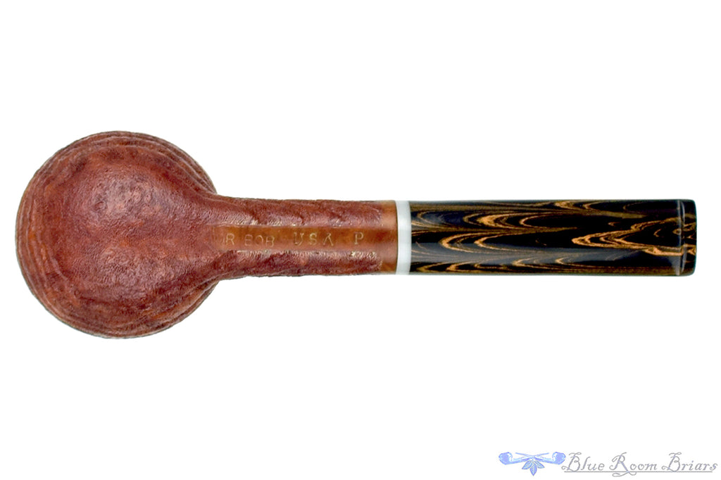 Blue Room Briars is proud to present this Dr. Bob Pipe (P) Carved Blast Apple with Acrylic and Brindle