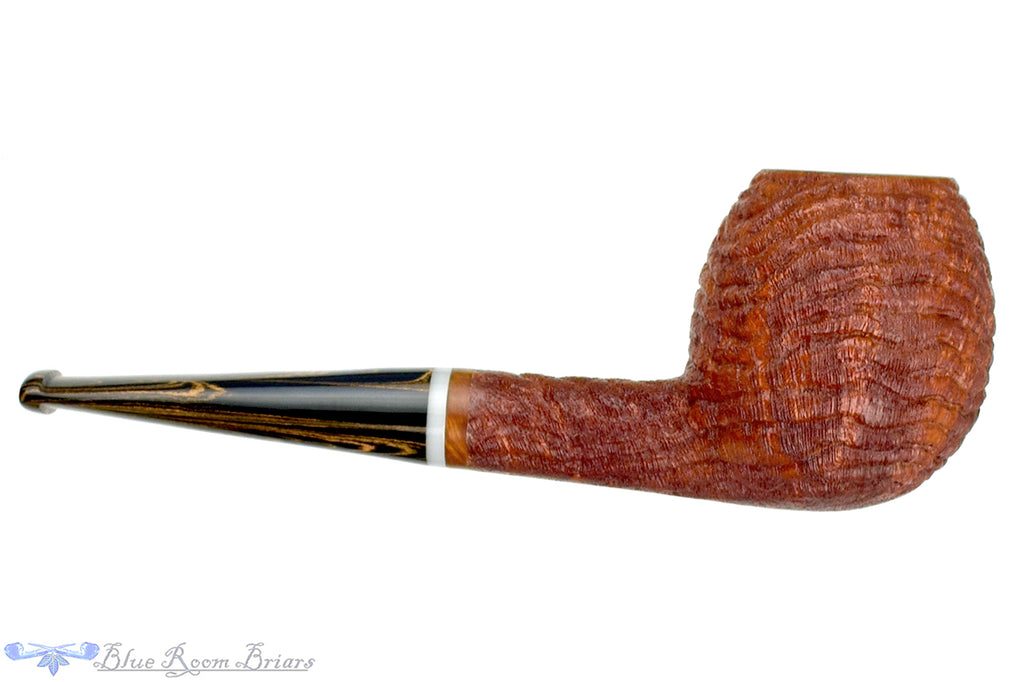 Blue Room Briars is proud to present this Dr. Bob Pipe (P) Carved Blast Apple with Acrylic and Brindle