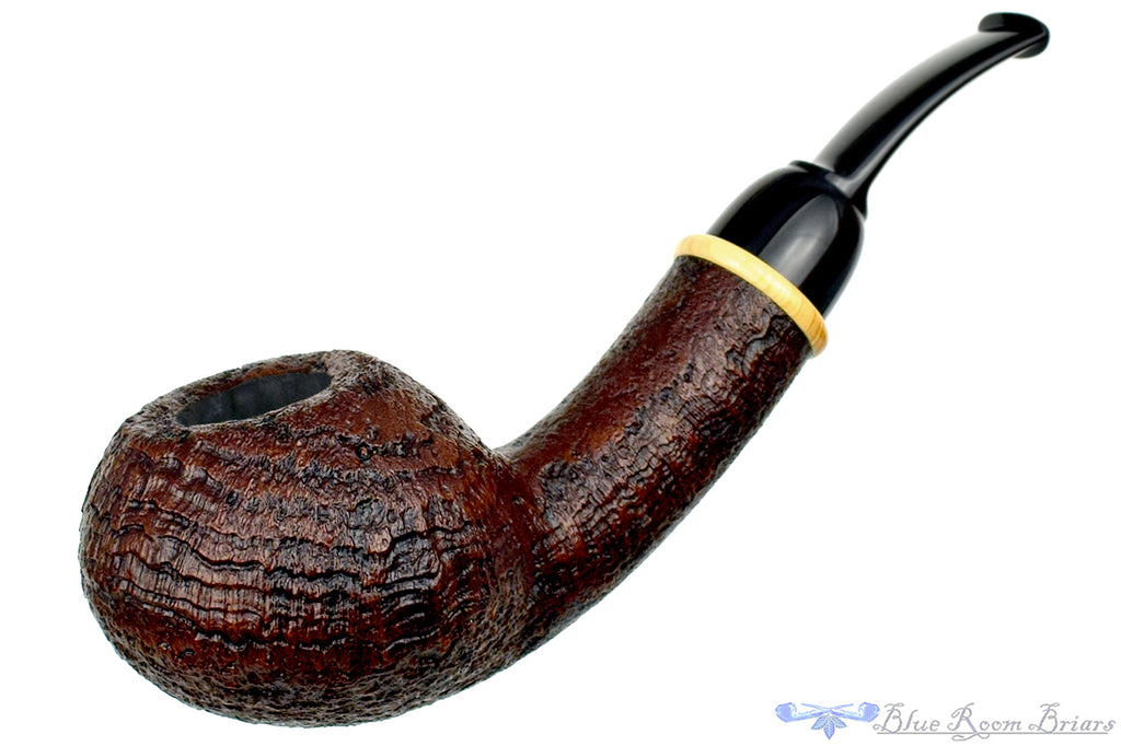 Blue Room Briars is proud to present this Bill Shalosky Pipe Extra Large Bent Sandblast Tomato with Boxwood