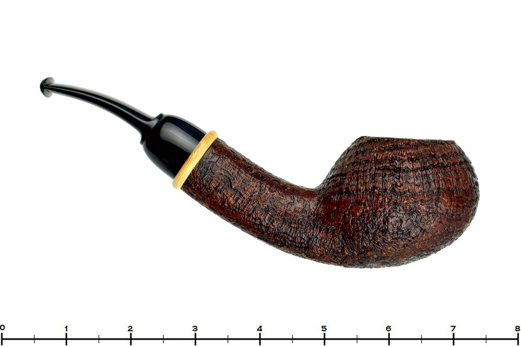Blue Room Briars is proud to present this Bill Shalosky Pipe Extra Large Bent Sandblast Tomato with Boxwood