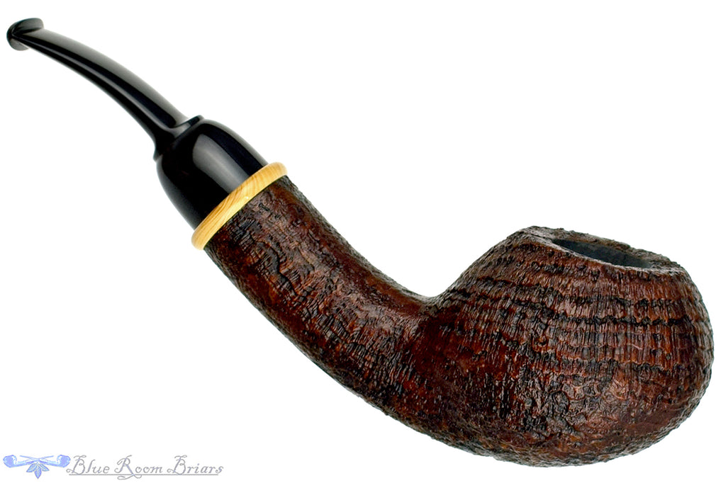 Blue Room Briars is proud to present this Bill Shalosky Pipe Extra Large Bent Sandblast Tomato with Boxwood