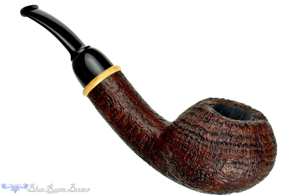 Blue Room Briars is proud to present this Bill Shalosky Pipe Extra Large Bent Sandblast Tomato with Boxwood