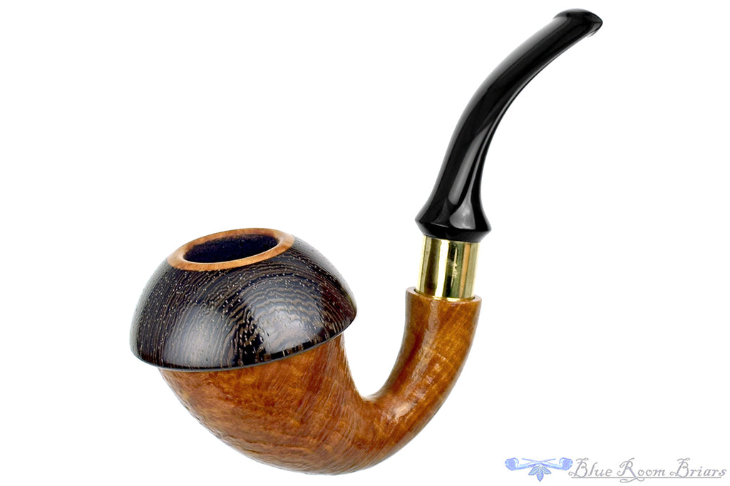 Blue Room Briars is proud to present this Johny Pipes Calabah 2021 Sandblast Calabash with Brass and Morta