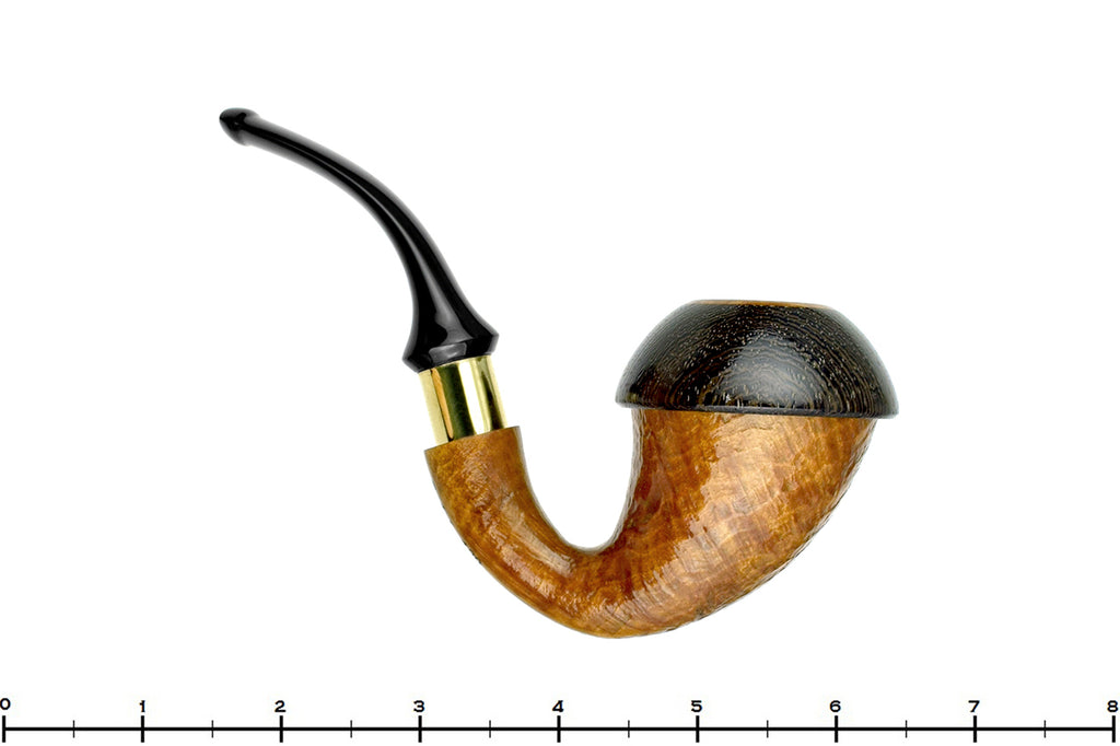 Blue Room Briars is proud to present this Johny Pipes Calabah 2021 Sandblast Calabash with Brass and Morta