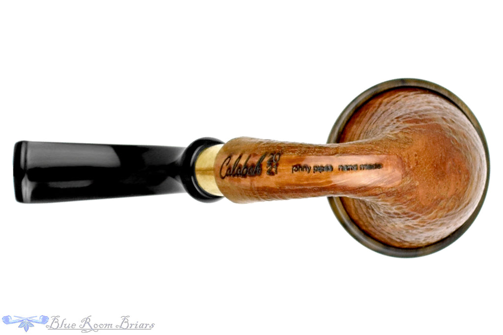 Blue Room Briars is proud to present this Johny Pipes Calabah 2021 Sandblast Calabash with Brass