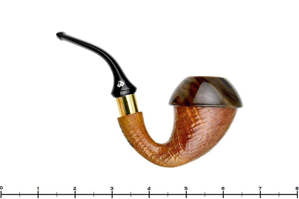 Blue Room Briars is proud to present this Johny Pipes Calabah 2021 Sandblast Calabash with Brass