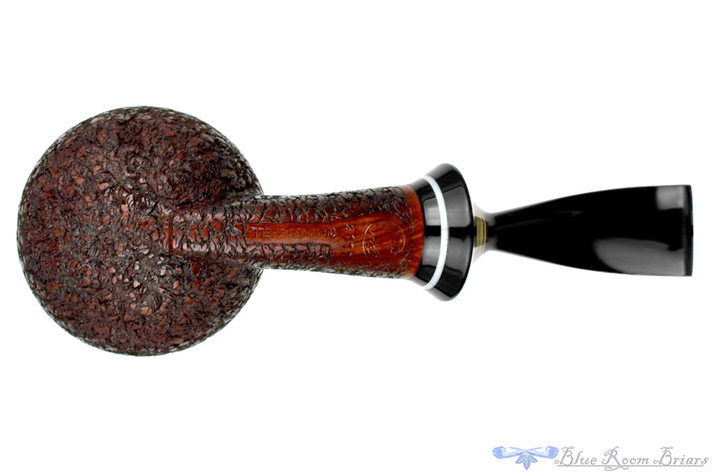 Blue Room Briars is proud to present this Joseph Skoda Pipe Cracked Shell Bent Apple with Brindle and Ivorite