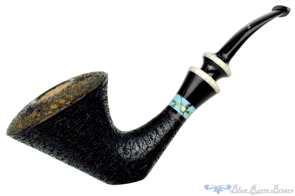 Joseph Skoda Pipe Bent Gecko Dublin Sitter with Brass, Turquoise, and Ivorite