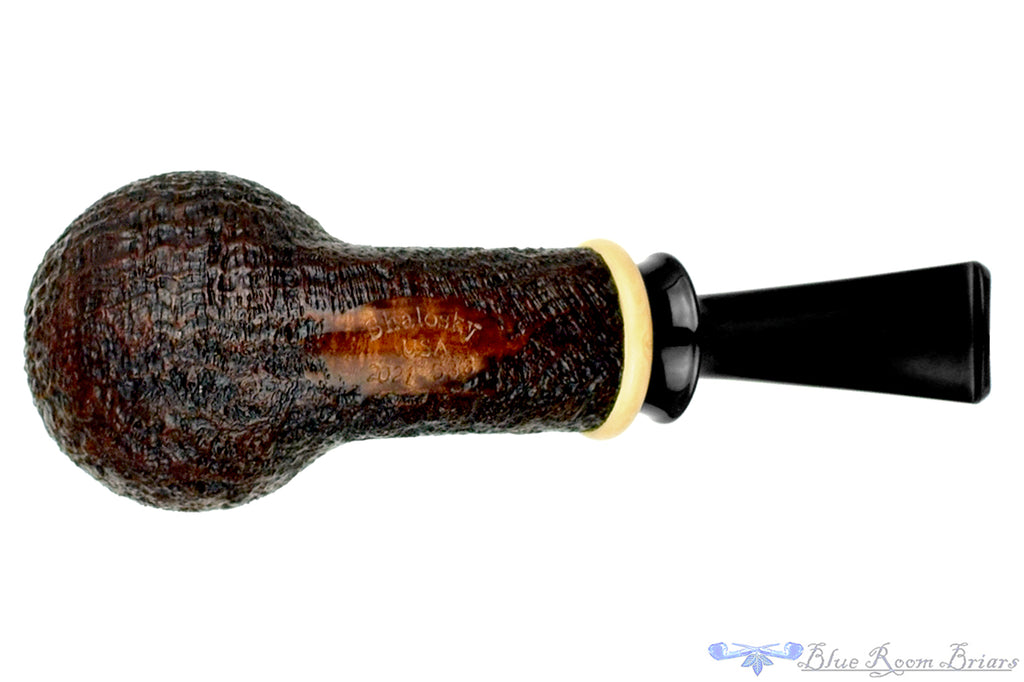 Blue Room Briars is proud to present this Bill Shalosky Pipe 533 Bent Sandblast Tall Billiard with Boxwood