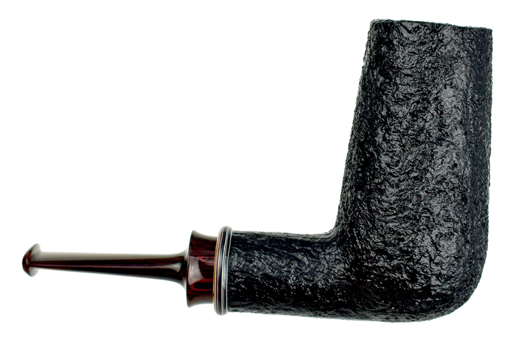 Blue Room Briars is proud to present this Bill Shalosky Pipe 532 Black Blast Brow Burner with Fordite and Brindle